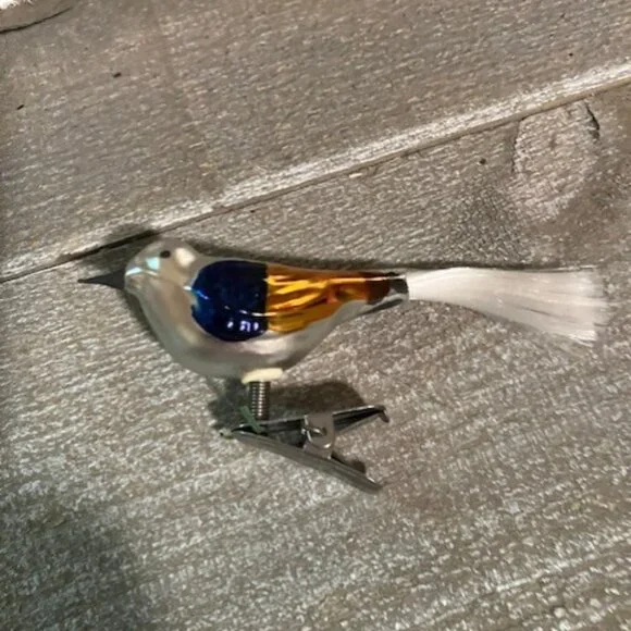 3 Small glass clipon bird Christmas ornaments